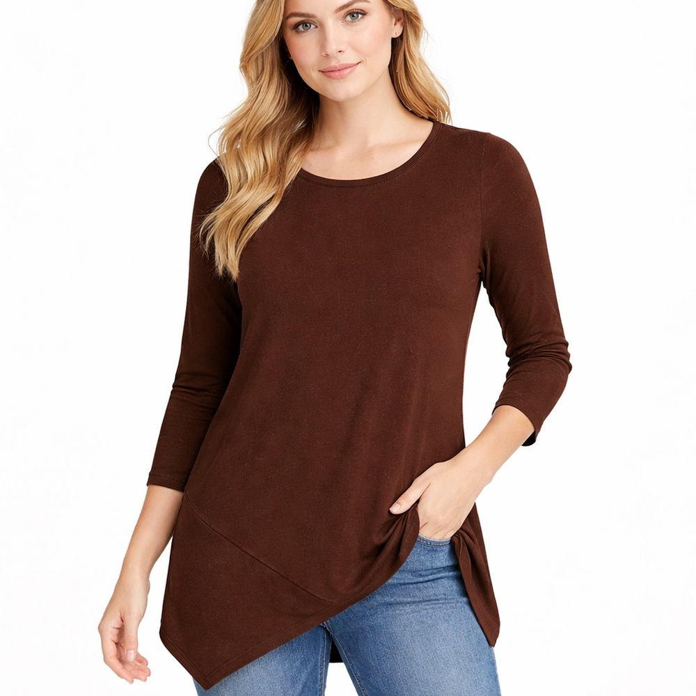 ✨ Philosophy by Dana Lewis 100%‎ Cashmere Asymmetrical Tunic | Brown | M